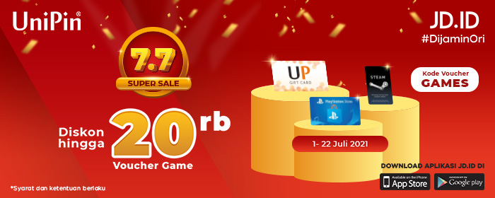 7.7 Super Sale JD.ID Beli Voucher Game dapat diskon hingga 20rb!